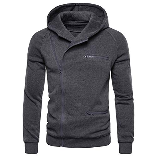 Herren New Diagonal Zipper Hooded Sweatshirt Nähte Leder Cardigan Jacke Herren Hoodie Diagonal Zipper Design Langarm Hoodie Herren Solid Color Sport Tops mit Tasche Diagonal Reißverschluss Hooded von PPPPA