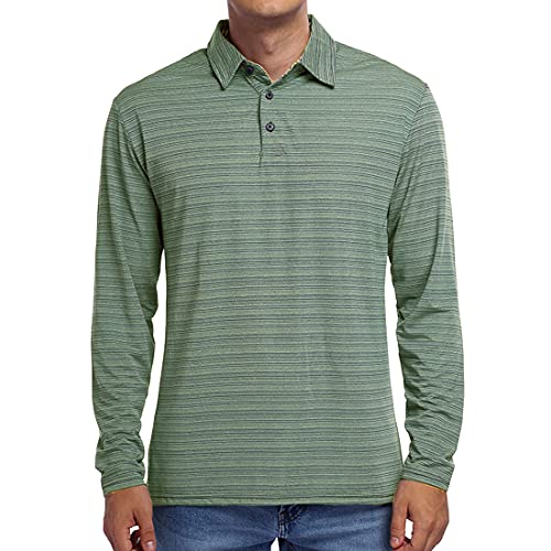 Herren gestreiftes Langarm-Poloshirt Revers-T-Shirt Herren-Poloshirt Kurz/Langarm Lässig Slim-Fit Basic Design Streifen Baumwollhemden Herren Freizeit-Oberteile Golf T-Shirt Poloshirts von PPPPA