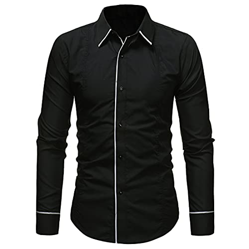 PPPPA Herren Hemden Slim Fit Casual Button Down Hemd Stretch Baumwolloberteil Herren Patchwork Casual Langarmhemd Herrenmode Slim Fit Businesshemd Freizeithemd Herren Regular Fit Langarm Ginghamhemd von PPPPA