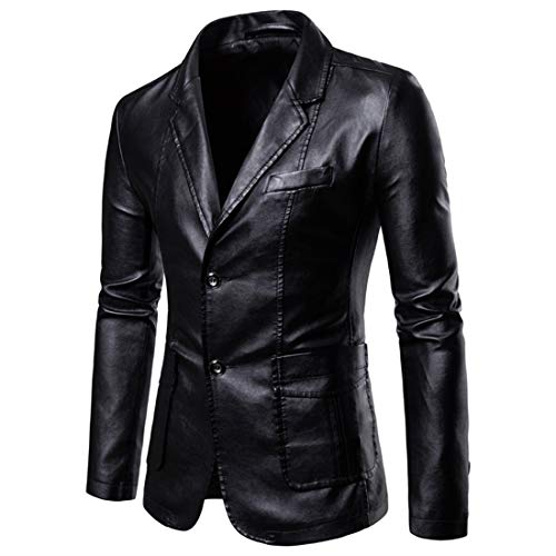 PPPPA Herren Sakko Slim Fit Männer Blazer Modern Freizeit Leichte Jackett Herren Business Anzug Leder Slim Fit Anzugjacke Herren Slim fit einfarbig Sakko für Hochzeit Party Abschluss Business von PPPPA