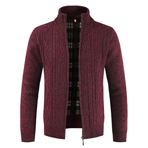 PPPPA Herren Strickjacke Dicker Pullover mit durchgehendem Reißverschluss Stehkragen warm Fleece-gefüttert Wintermantel Herren Strickjacke Cardigan Feinstrick mit Stehkragen Und… von PPPPA