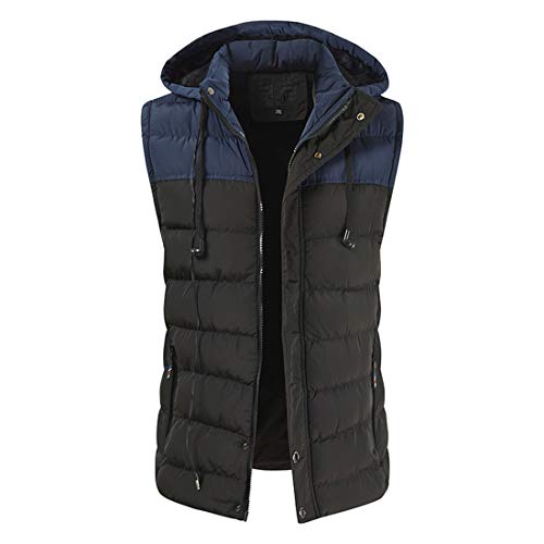 PPPPA Herren Weste Steppweste Outdoor Weste Mit Kapuze Und Stehkragen Herren Outdoor-Weste - Slim-Fit - Abnehmbare Kapuze und Stehkragen - Moderne Stepp-Weste Outdoor Weste Mit Kapuze Und Stehkragen von PPPPA