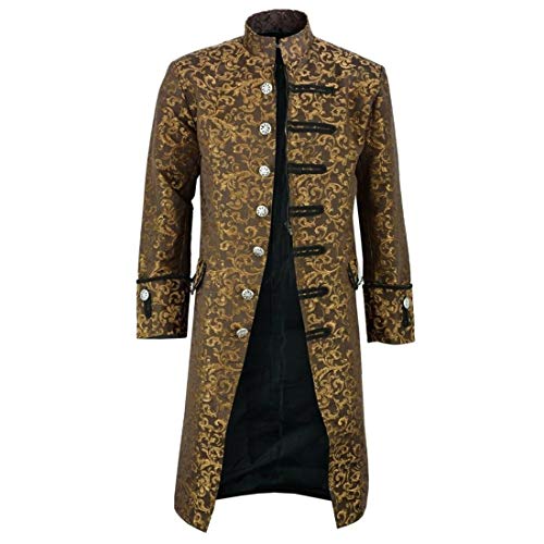 PPPPA Oversized Gothic Herren Steampunk Party Oberbekleidung Print Frack Jacke versorgen Karneval Halloween Weihnachten Uniform Herren Punk Retro Mäntel Steampunk Langarm Jacke Mantel Kostüm von PPPPA