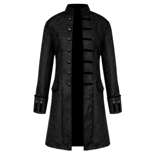 PPPPA Oversized Gothic Herren Steampunk Party Oberbekleidung Print Frack Jacke versorgen Karneval Halloween Weihnachten Uniform Herren Punk Retro Mäntel Steampunk Langarm Jacke Mantel Kostüm von PPPPA