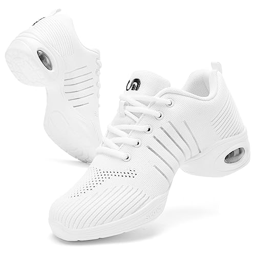 PPQ Damen Jazz Schuhe Schnürer Turnschuhe Moderne Tanzschuhe Luftpolster Plattform Walking Tanzschuhe, Weiss/opulenter Garten, 38 EU von PPQ