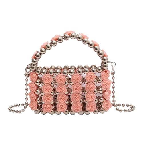 Damen Perlen-Einkaufstasche for Partys, elegante Umhängetasche mit Perlen, Vintage-Dinnerparty-Handtasche(Pink) von PPQIRU