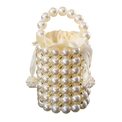 Damen Perlenhandtasche, elegante handgefertigte Perlen-Beuteltasche for Partys, abnehmbare Perlenkette, Umhängetasche von PPQIRU