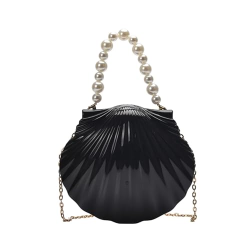PPQIRU Einzigartige Muscheltasche for Damen, elegante Umhängetasche, kleine Schultertasche for die Brautparty(BLACK) von PPQIRU