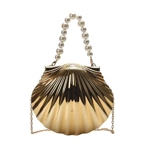 PPQIRU Einzigartige Muscheltasche for Damen, elegante Umhängetasche, kleine Schultertasche for die Brautparty(GOLD) von PPQIRU