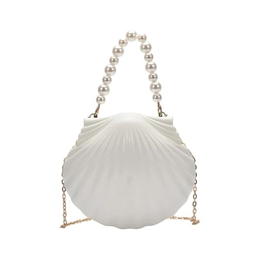 PPQIRU Einzigartige Muscheltasche for Damen, elegante Umhängetasche, kleine Schultertasche for die Brautparty(WHITE) von PPQIRU