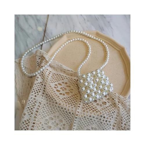 PPQIRU Frauen Mini Handtasche Kleine Mädchen Perle Umhängetaschen Abend Tasche for Dekoration(Beige crossbody bag) von PPQIRU
