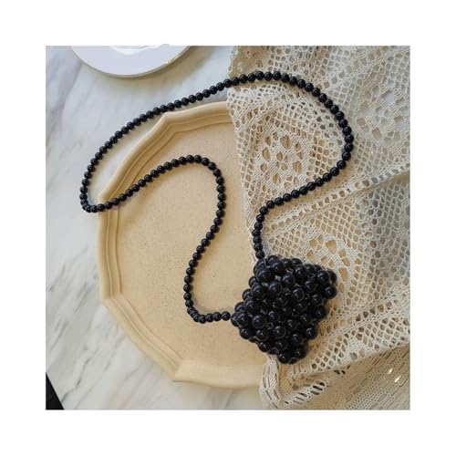 PPQIRU Frauen Mini Handtasche Kleine Mädchen Perle Umhängetaschen Abend Tasche for Dekoration(Black crossbody bag) von PPQIRU