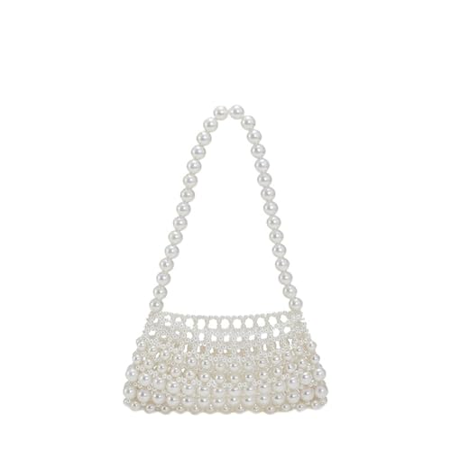 PPQIRU Perlen-Abendtaschen for Damen, elegante Clutch, Sommer-Perlentasche for Hochzeit(White A) von PPQIRU