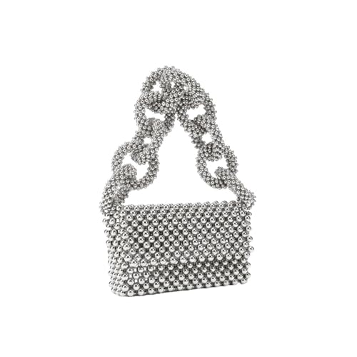 PPQIRU Perlen-Geldbörsen for Damen, elegante Perlen-Clutch, dekorative Abendtasche for Hochzeit(Silver) von PPQIRU