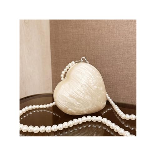 PPQIRU Perlenketten Abendtasche for Damen, kleine Schulter-Umhängetaschen, Herzform, Perlen-Clutch von PPQIRU