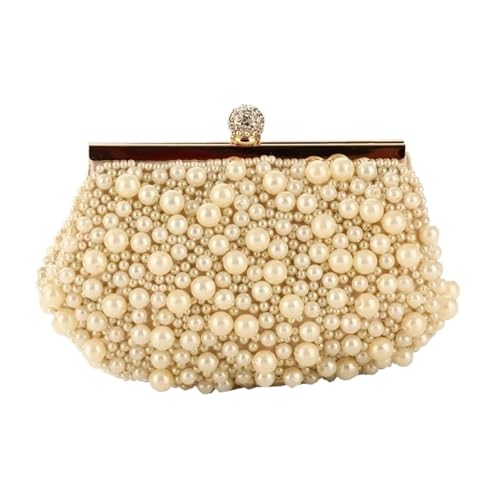 PPQIRU Perlenstickerei-Tasche for Frauen, elegante Abendessen-Tasche, weibliche Perlen-Clutch-Tasche for Party(Beige) von PPQIRU