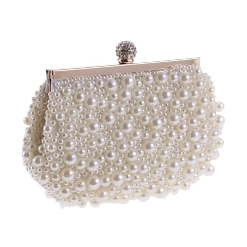 PPQIRU Perlenstickerei-Tasche for Frauen, elegante Abendessen-Tasche, weibliche Perlen-Clutch-Tasche for Party(White) von PPQIRU