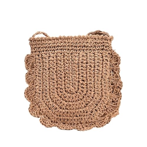 PPQIRU Strandtasche Aus Stroh Sommer Stroh Taschen for Frauen Handgemachte Rattan Gewebt Strand Handtaschen Urlaub Schulter Umhängetaschen for Reise(Khaki) von PPQIRU