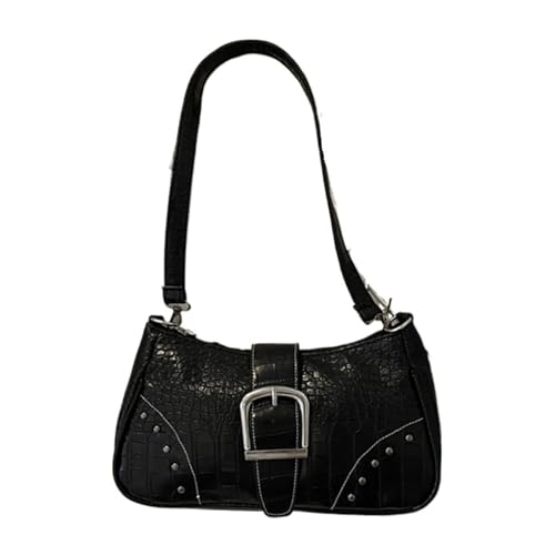 PPQIRU Vintage Nieten Frauen Schulter Taschen Damen Unterarm Tasche Kette Kleine Handtaschen PU Leder Weibliche Tote Geldbörse Clutch Tasche von PPQIRU