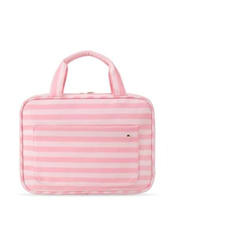Reise-Toilettenbeutel Faltbare Make-Up Tasche Frauen Reise Veranstalter Hängen Kulturbeutel Kosmetik wasserdichte Schönheit Männer Badezimmer Lagerung(Pink Stripe) von PPQIRU