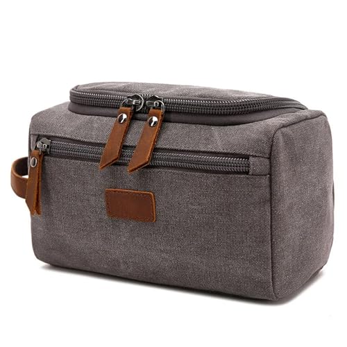 Reise-Toilettenbeutel Leinwand Make-Up Fall Männer Handtasche Tasche Weibliche Brieftasche Schlüssel Hand Geldbörse Männlichen Kupplung Zipper Kulturbeutel Handgelenk Tasche(Gray) von PPQIRU