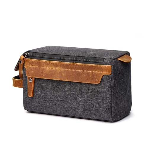 Reise-Toilettenbeutel Männer Leinwand Kulturbeutel Badezimmer Waschen Rasierer Organizer Handtasche Frauen Make-Up Tasche Kapazität Lagerung Fall Reise Kosmetik(Black) von PPQIRU