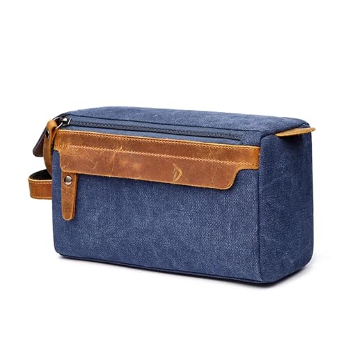 Reise-Toilettenbeutel Männer Leinwand Kulturbeutel Badezimmer Waschen Rasierer Organizer Handtasche Frauen Make-Up Tasche Kapazität Lagerung Fall Reise Kosmetik(Blue) von PPQIRU