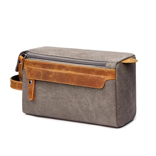 Reise-Toilettenbeutel Männer Leinwand Kulturbeutel Badezimmer Waschen Rasierer Organizer Handtasche Frauen Make-Up Tasche Kapazität Lagerung Fall Reise Kosmetik(Gray) von PPQIRU