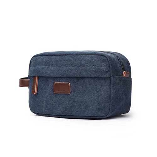 Reise-Toilettenbeutel Männer Leinwand Reise Waschen Kulturbeutel Frauen Kosmetik Make-Up Schönheit Notwendigkeiten Tasche wasserdichte Rasieren Organizer Handtasche(Blue) von PPQIRU