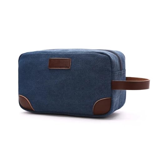 Reise-Toilettenbeutel Männer Leinwand Reise Waschen Kulturbeutel Frauen Kosmetik Make-Up Schönheit Notwendigkeiten Tasche wasserdichte Rasieren Organizer Handtasche(Blue2) von PPQIRU