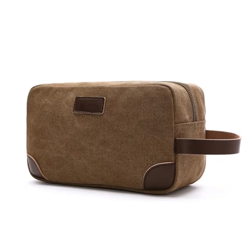 Reise-Toilettenbeutel Männer Leinwand Reise Waschen Kulturbeutel Frauen Kosmetik Make-Up Schönheit Notwendigkeiten Tasche wasserdichte Rasieren Organizer Handtasche(Brown2) von PPQIRU
