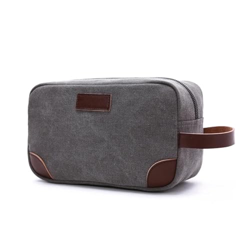Reise-Toilettenbeutel Männer Leinwand Reise Waschen Kulturbeutel Frauen Kosmetik Make-Up Schönheit Notwendigkeiten Tasche wasserdichte Rasieren Organizer Handtasche(Gray2) von PPQIRU