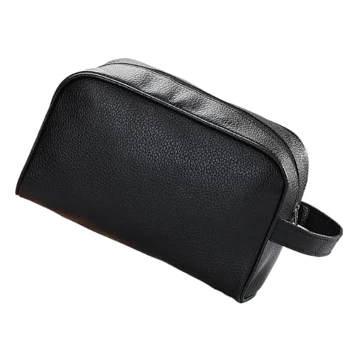 Reise-Toilettenbeutel Männer Reise Kosmetiktasche Reißverschluss Make-up Taschen PU Leder Kulturbeutel Kosmetik Organizer Aufbewahrungstasche Große Kapazität(Black B) von PPQIRU