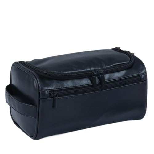 Reise-Toilettenbeutel Männer Vintage Luxus Kulturbeutel Reise Notwendig Business Kosmetik Make-Up Fällen Männlichen Hängende Lagerung Organizer Waschen Taschen(Black) von PPQIRU