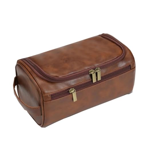 Reise-Toilettenbeutel Männer Vintage Luxus Kulturbeutel Reise Notwendig Business Kosmetik Make-Up Fällen Männlichen Hängende Lagerung Organizer Waschen Taschen(Brown) von PPQIRU
