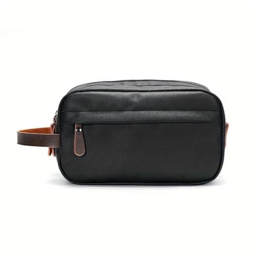 Reise-Toilettenbeutel Retro-Handtasche for Herren, tragbare Aufbewahrungstasche for Reise-Kulturartikel, wasserdichte Freizeit-Clutch mit doppeltem Reißverschluss von PPQIRU