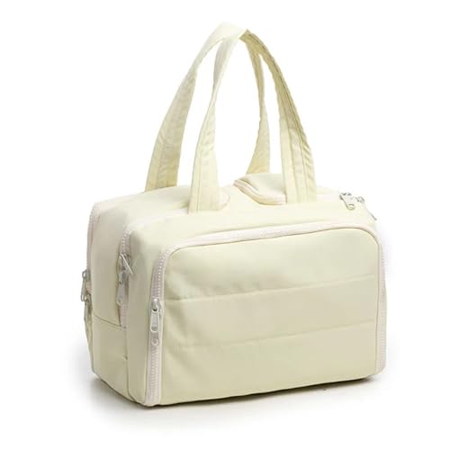 Reise-Toilettenbeutel Tasche Frau Große Kapazität Make-Up Reise Hautpflege Toiletten Lagerung Organizer Handtasche Solide Zipper Kosmetik Fall Kulturbeutel(Beige) von PPQIRU