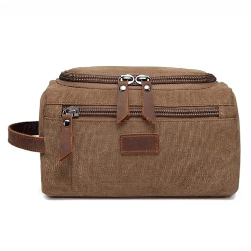 Reise-Toilettenbeutel Wasserdicht Tragen Männer Kosmetik Make-Up Box Tasche Reise Veranstalter Leinwand Große Notwendigkeiten Männlichen Eitelkeit Fall Waschen Kulturbeutel(Brown) von PPQIRU