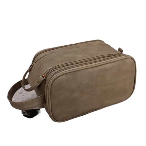 Reise-Toilettenbeutel wasserdichte PU-Multifunktions-Kosmetiktasche, große Kapazität, tragbare Reise-Make-up-Tasche, Herren-Business, Kulturbeutel-Aufbewahrungstasche(Chocolate) von PPQIRU