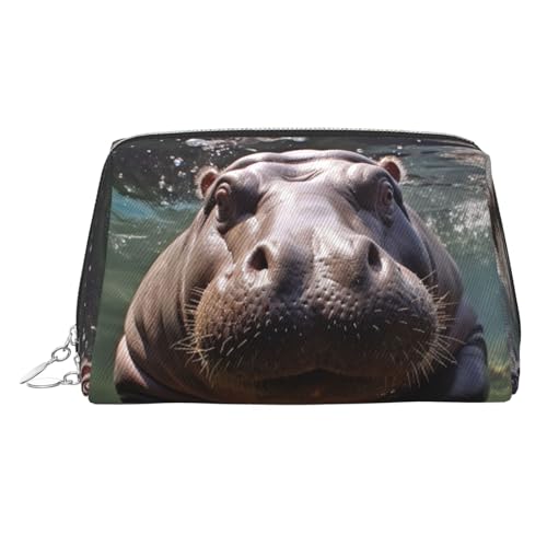 Kosmetiktasche für Damen, Kosmetiktasche, Leder, Reise-Make-up-Tasche, Organizer, wasserdicht, Make-up-Tasche, offen, flach, Kulturbeutel, tragbare Aufbewahrungstasche für Reisen, silber von PPTHSNVB