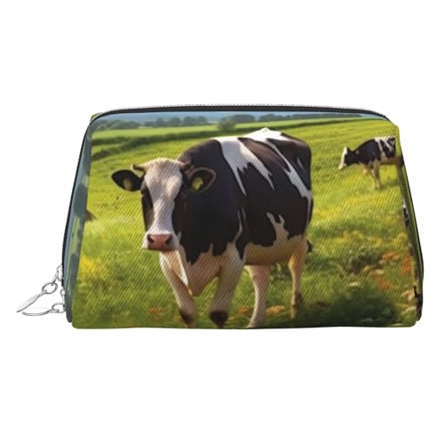 Kosmetiktasche für Damen, Kosmetiktasche, Leder, Reise-Make-up-Tasche, Organizer, wasserdicht, offen, flach, Kulturbeutel, tragbare Aufbewahrungstasche für Reisen, silber, Einheitsgröße von PPTHSNVB