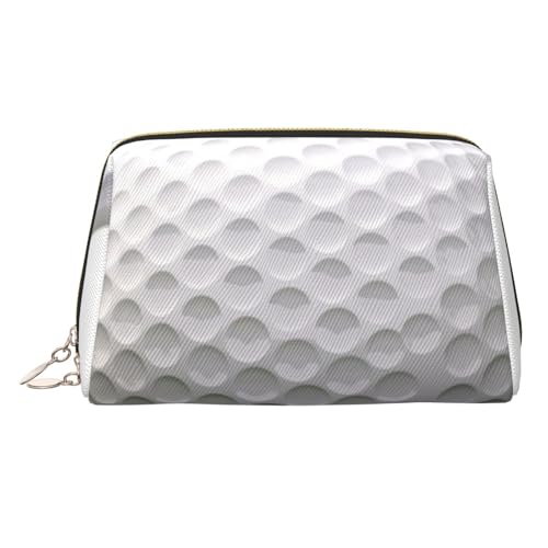 Kosmetiktasche für Damen, Kosmetiktasche für Golfball, Leder, Reise-Make-up-Tasche, Organizer, wasserdicht, Make-up-Tasche, offen, flach, Kulturbeutel, tragbare Aufbewahrungstasche für Reisen, Gold von PPTHSNVB