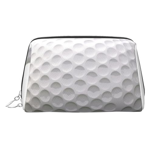 Kosmetiktasche für Damen, Kosmetiktasche für Golfball, Leder, Reise-Make-up-Tasche, Organizer, wasserdicht, Make-up-Tasche, offen, flach, Kulturbeutel, tragbare Aufbewahrungstasche für Reisen, silber von PPTHSNVB