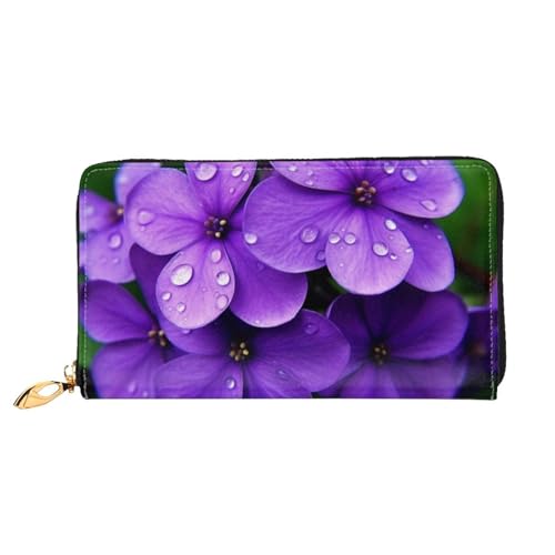 PPTHSNVB Amerikanische Flagge Feuerwerk Damen Geldbörse Große Kapazität Kreditkartenhalter Reißverschluss Telefon Clutch Damen Reise Geldbörse, Violette Blume, Einheitsgröße, Klassisch von PPTHSNVB