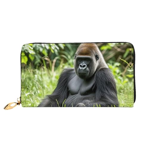 PPTHSNVB Camouflage Deer Damen Geldbörse Große Kapazität Kreditkartenhalter Reißverschluss Telefon Clutch Damen Reise Geldbörse, Gorilla im Gras, Einheitsgröße, Klassisch von PPTHSNVB