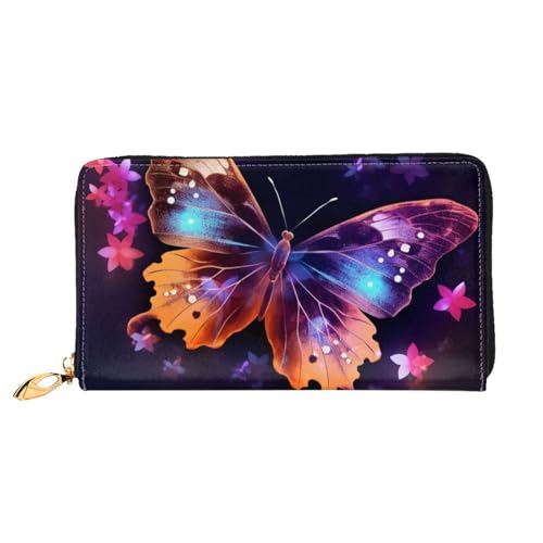 PPTHSNVB Cat Damen Geldbörse Große Kapazität Kreditkartenhalter Reißverschluss Telefon Clutch Damen Reise Geldbörse, Lustiger Schmetterling, Einheitsgröße, Klassisch von PPTHSNVB
