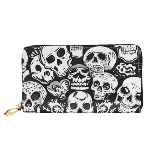 PPTHSNVB Cool Cheetah Leopard Damen Geldbörse Große Kapazität Kreditkartenhalter Reißverschluss Telefon Clutch Damen Reise Geldbörse, totenkopf, Einheitsgröße, Klassisch von PPTHSNVB