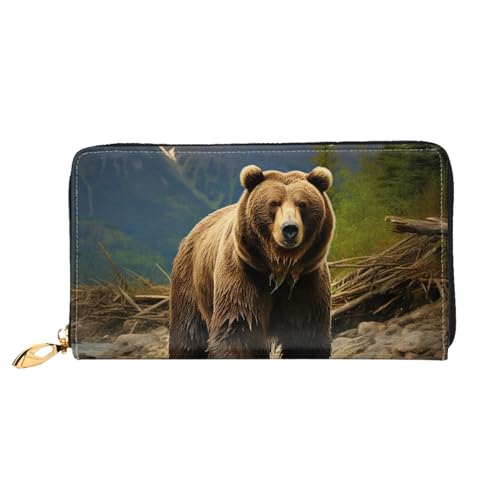 PPTHSNVB Cowboy Schwarz Hut Westernstiefel Damen Geldbörse Große Kapazität Kreditkartenhalter Reißverschluss Telefon Clutch Damen Reise Geldbörse, Brown Bear, Einheitsgröße, Klassisch von PPTHSNVB