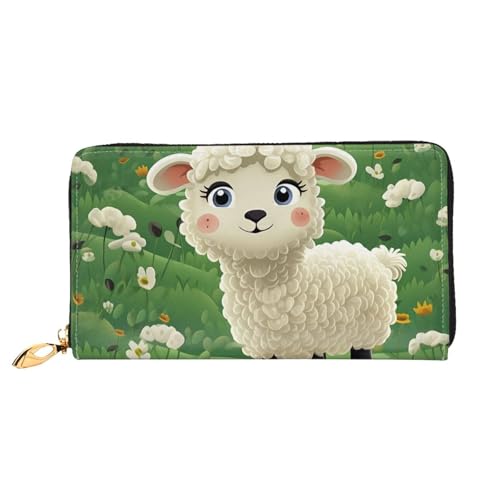 PPTHSNVB Crazy Polka Dots Damen Geldbörse Große Kapazität Kreditkartenhalter Reißverschluss Telefon Clutch Damen Reise Geldbörse, Niedliches Cartoon-Schaf., Einheitsgröße, Klassisch von PPTHSNVB