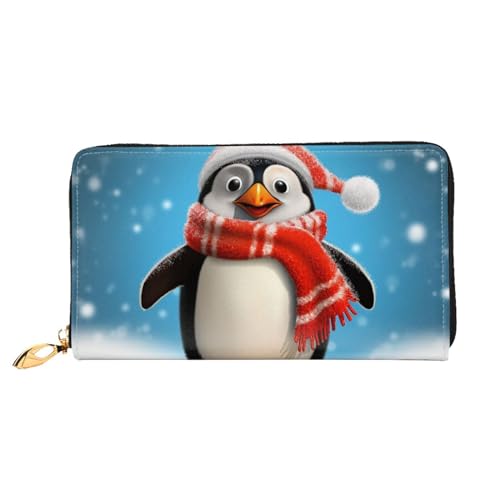 PPTHSNVB Damen-Geldbörse mit Musiknoten-Aufdruck, großes Fassungsvermögen, Kreditkartenhalter, Reißverschluss, Handy-Clutch, Damen-Reisegeldbörse, Lustiger Weihnachts-Pinguin, Einheitsgröße, Klassisch von PPTHSNVB
